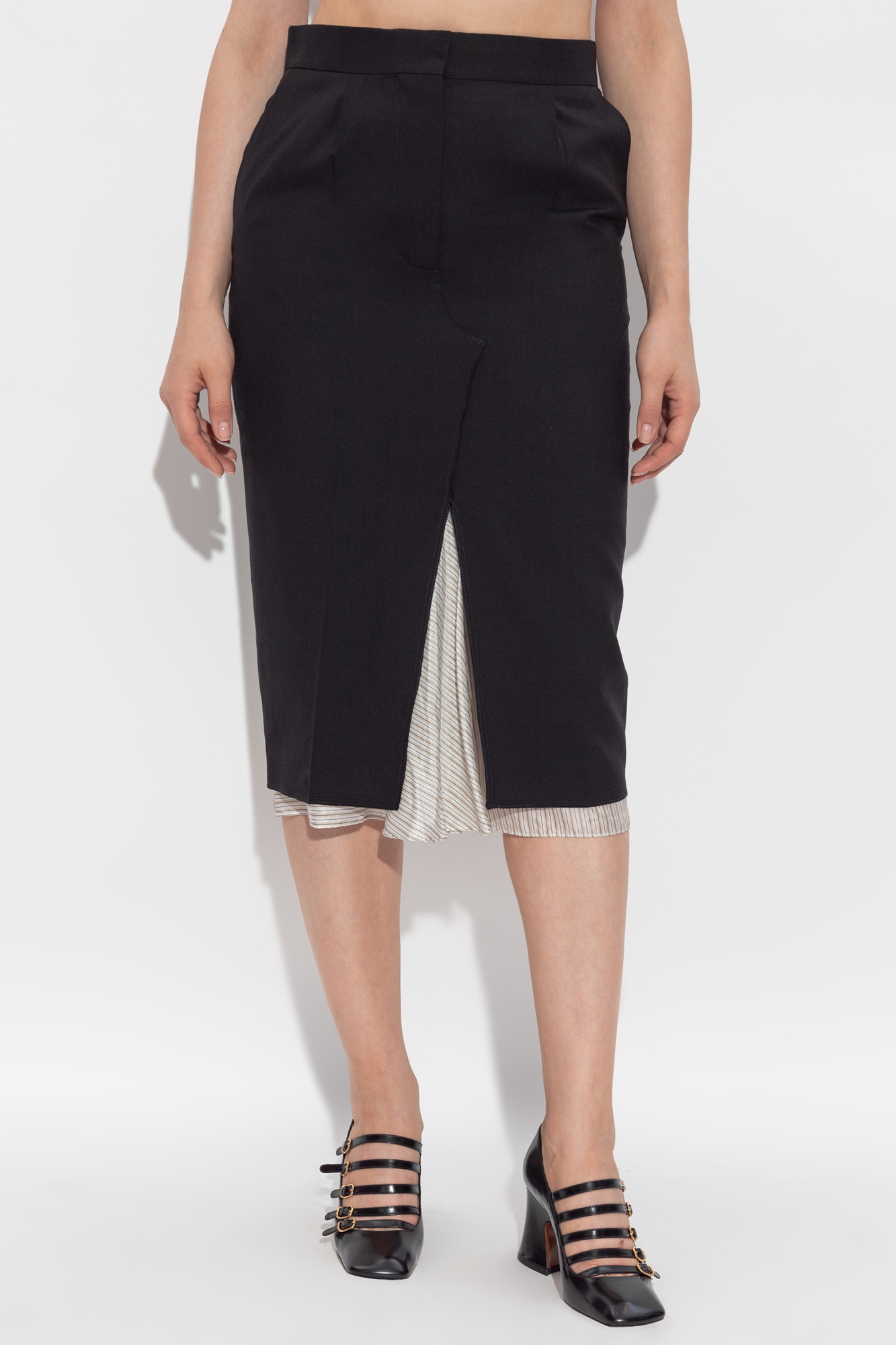 スカート Marni Black Wool Skirt Marni Tropical Wool Midi Skirt - Black | Garmentory
